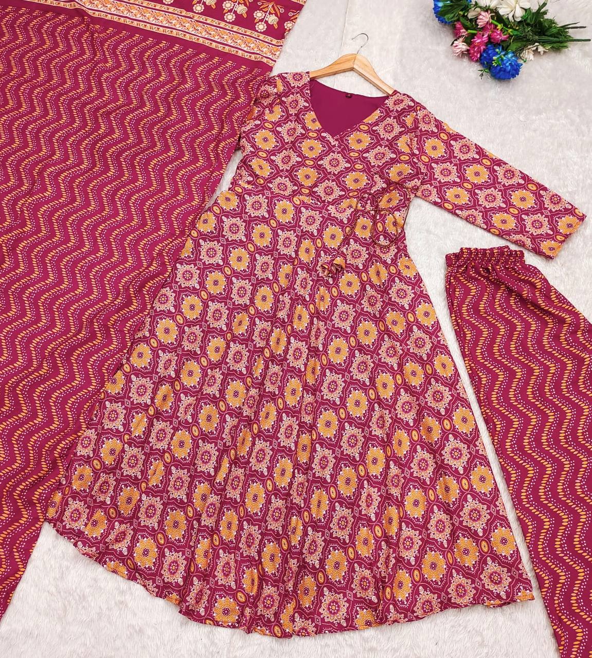 WINE SHIBOORI SUIT - Vedhika Fashion