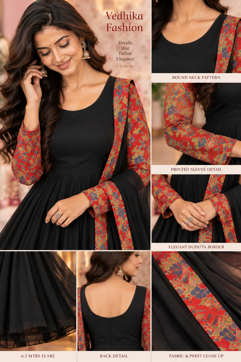 REVATI BLACK RED ANARKALI SUIT