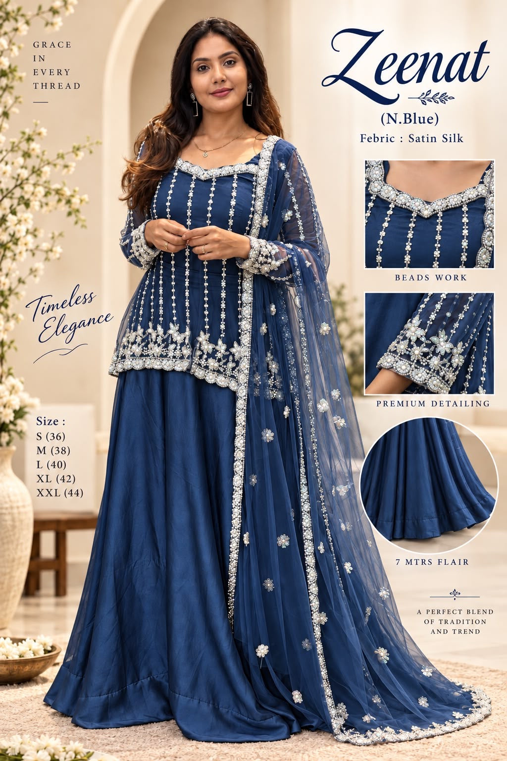 Zeenat Navyblue Lehenga