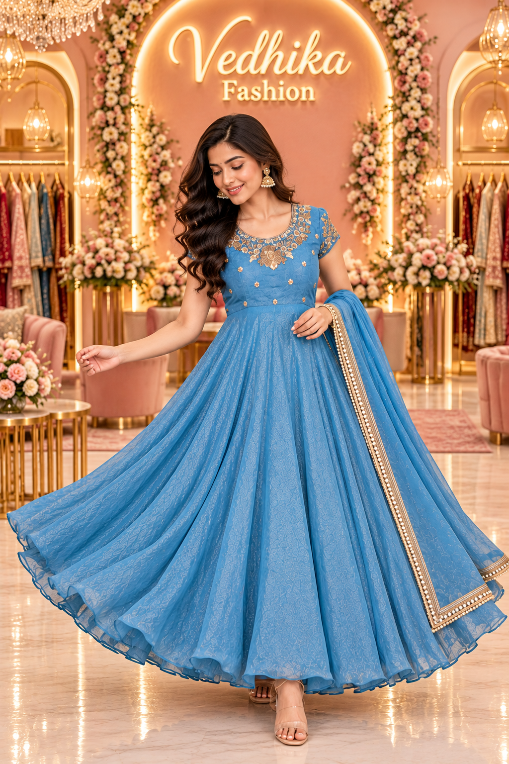 Arohi Blue Anarkali Suit