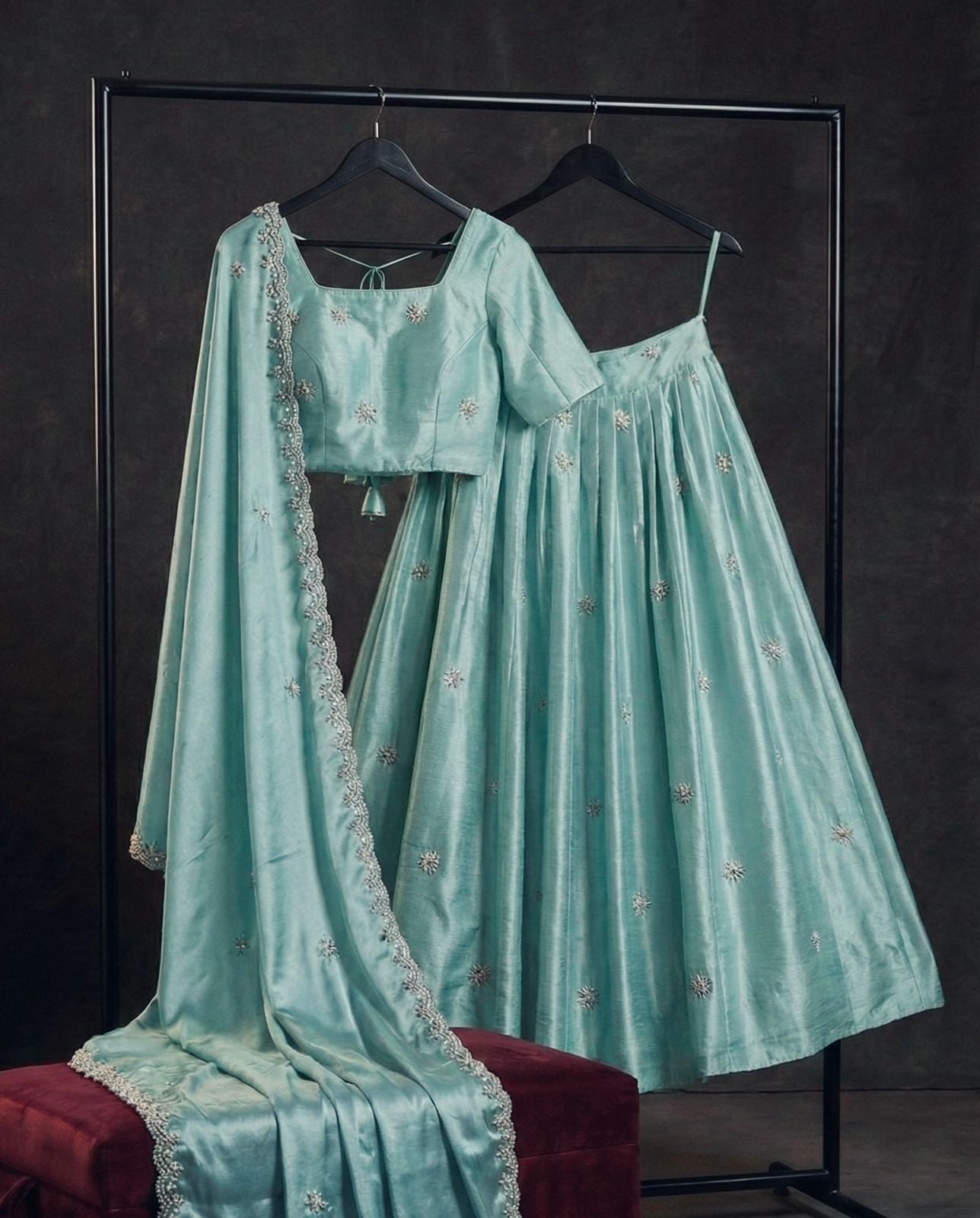 Beaded Blossom Blue Lehenga