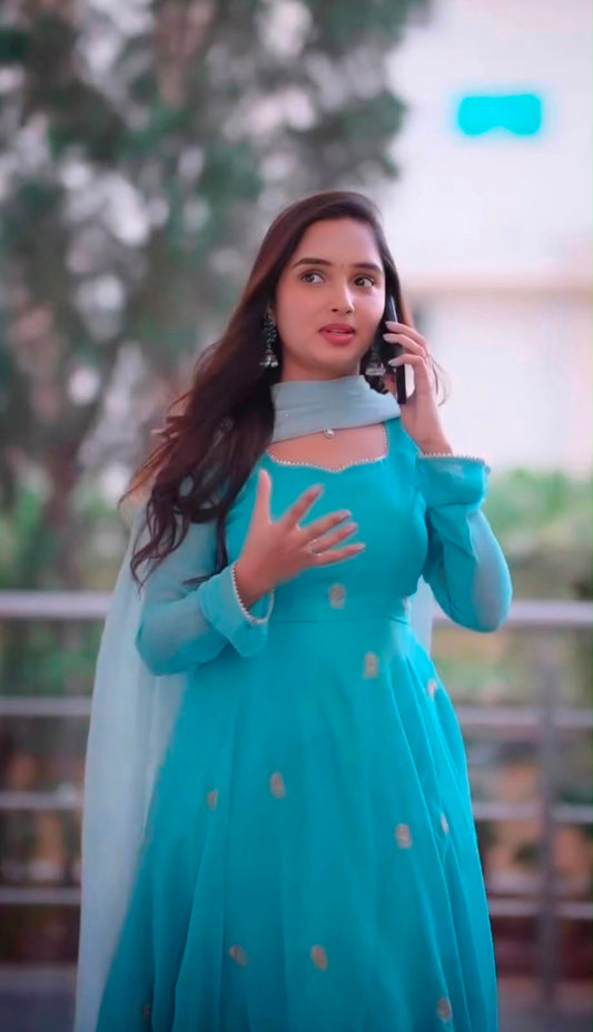 AQUA FLORA ANARKALI SUIT
