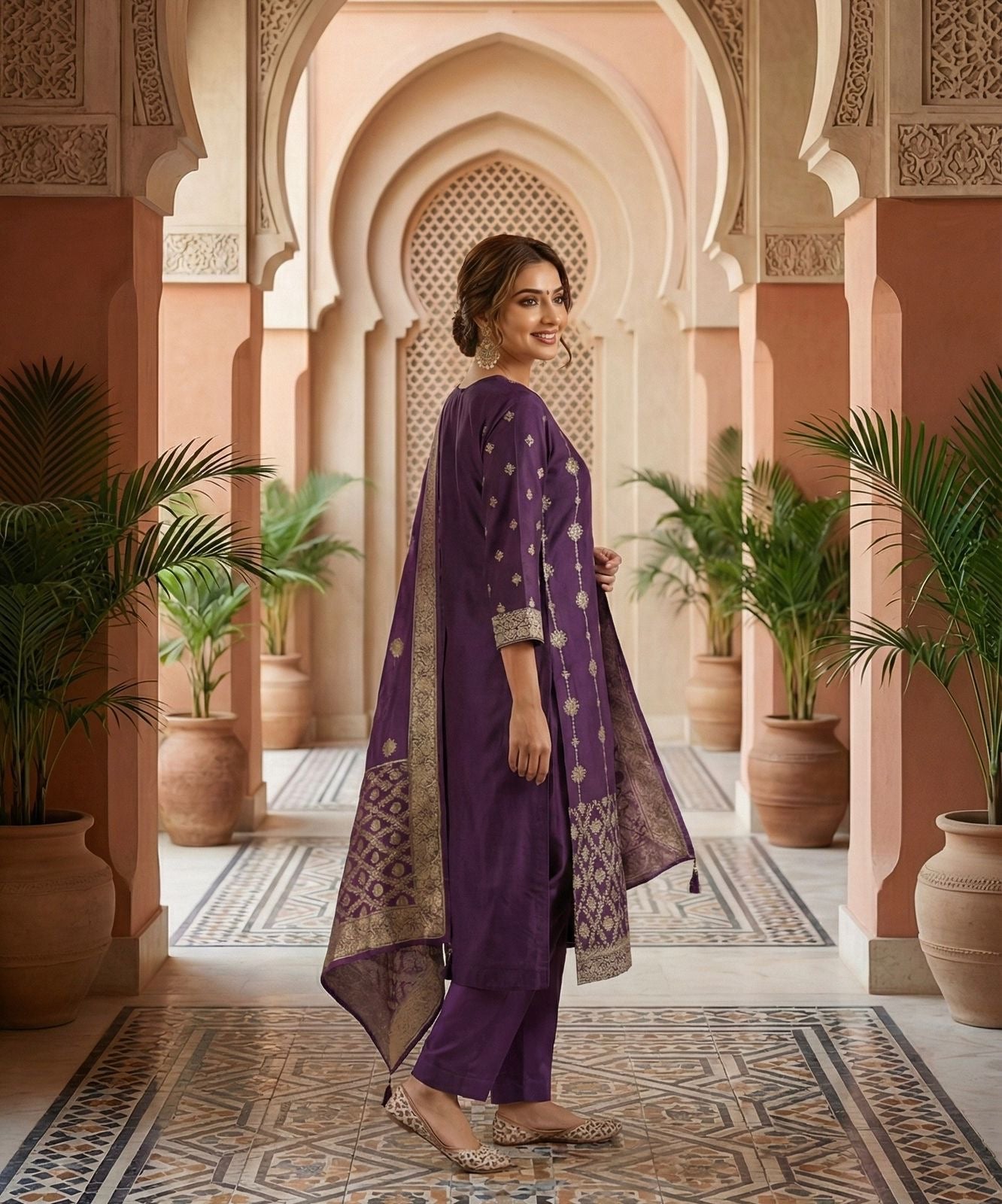 Meenakshi Purple Suit