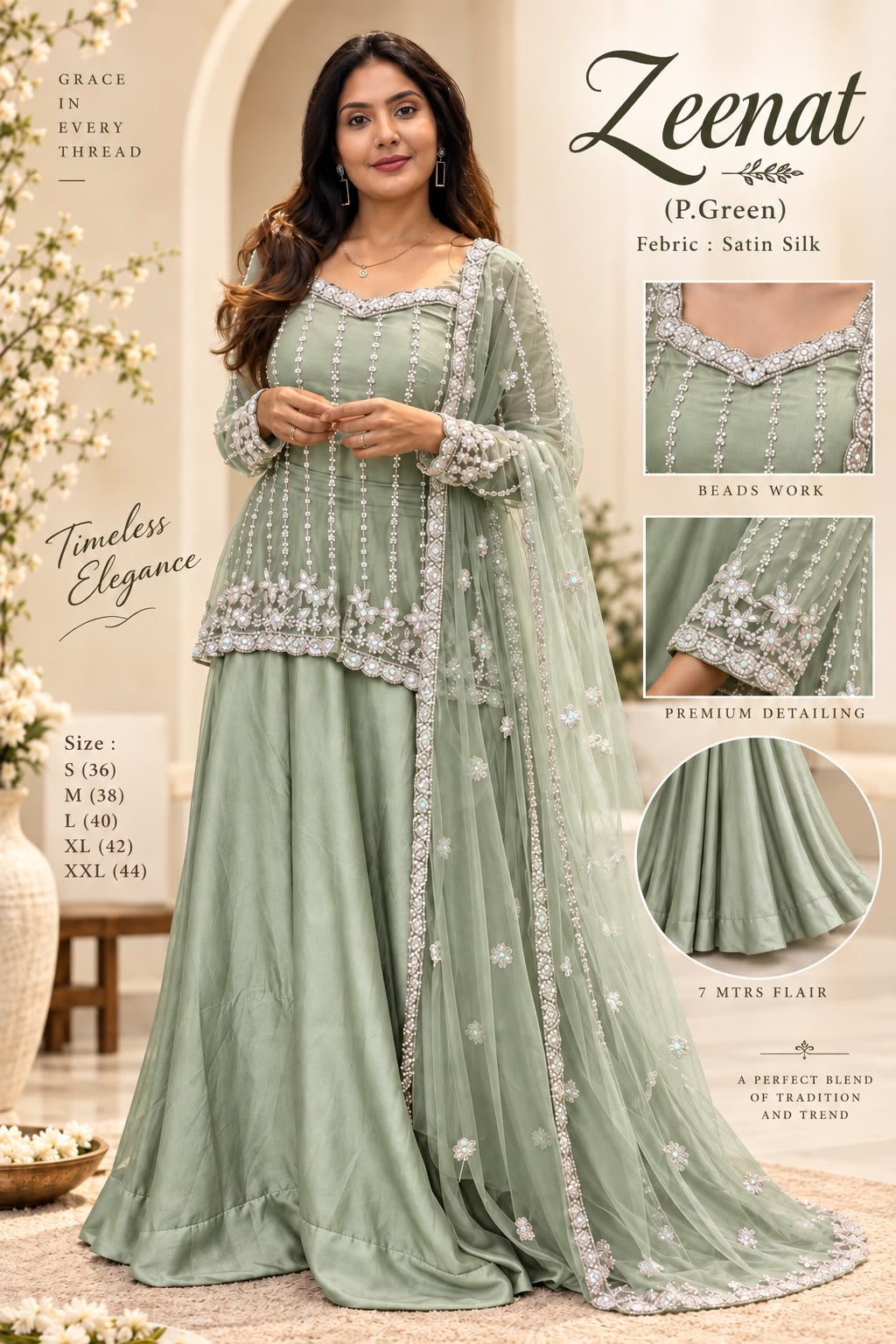 Zeenat P Green Lehenga
