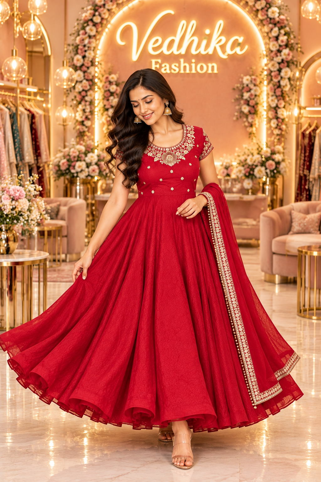 Arohi Red Anarkali Suit