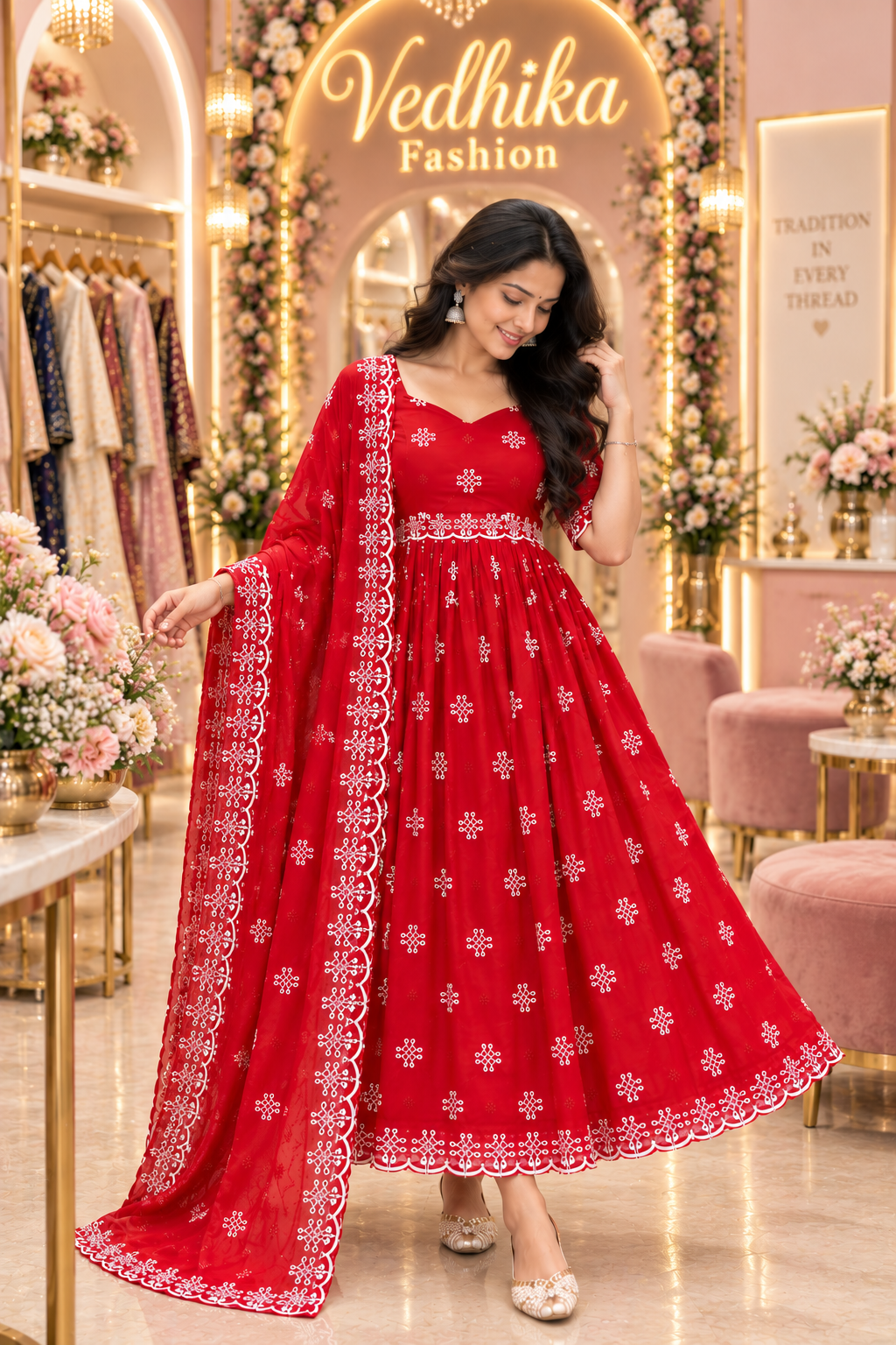 MUGGU RED ANARKALI