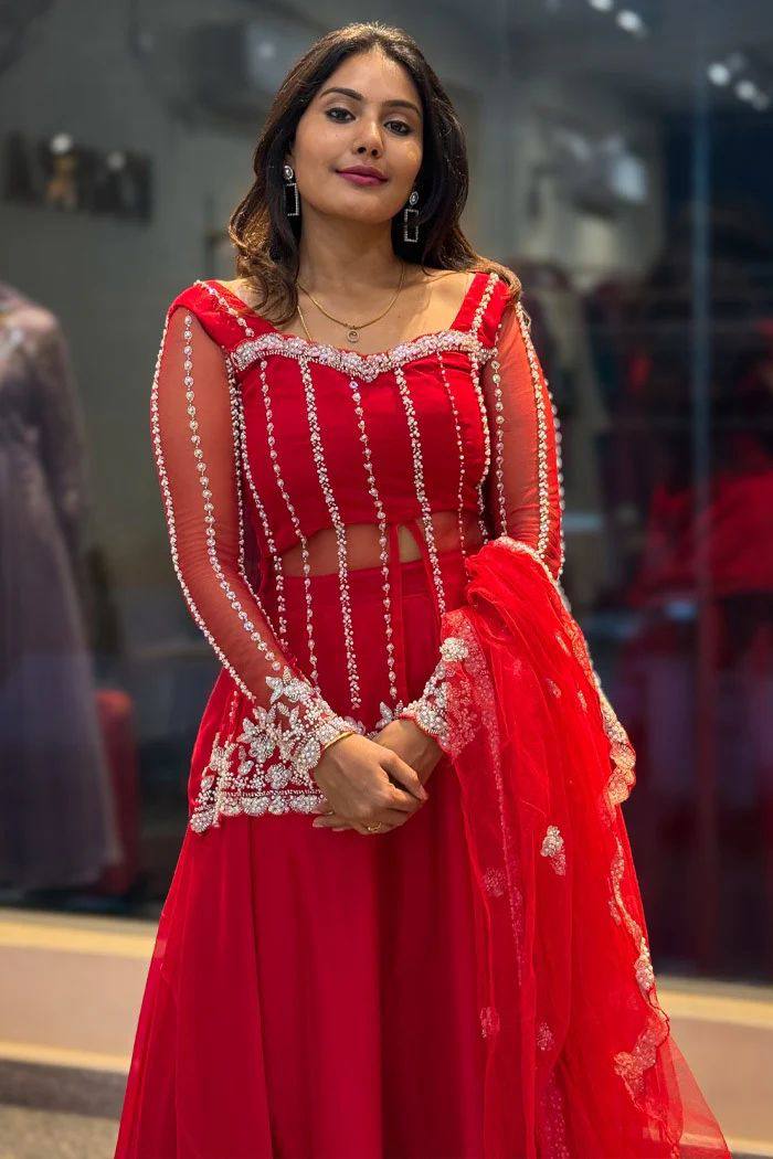 Zeenat Red Lehenga