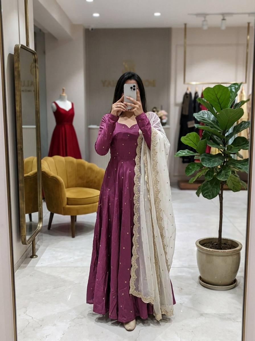 VEDEHI PLUM ANARKALI SUIT