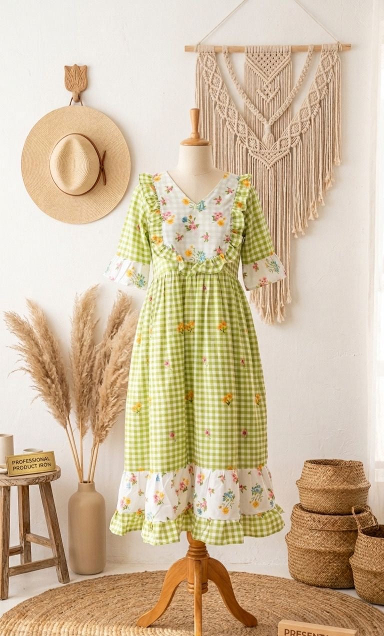 Green Gingham Maxi