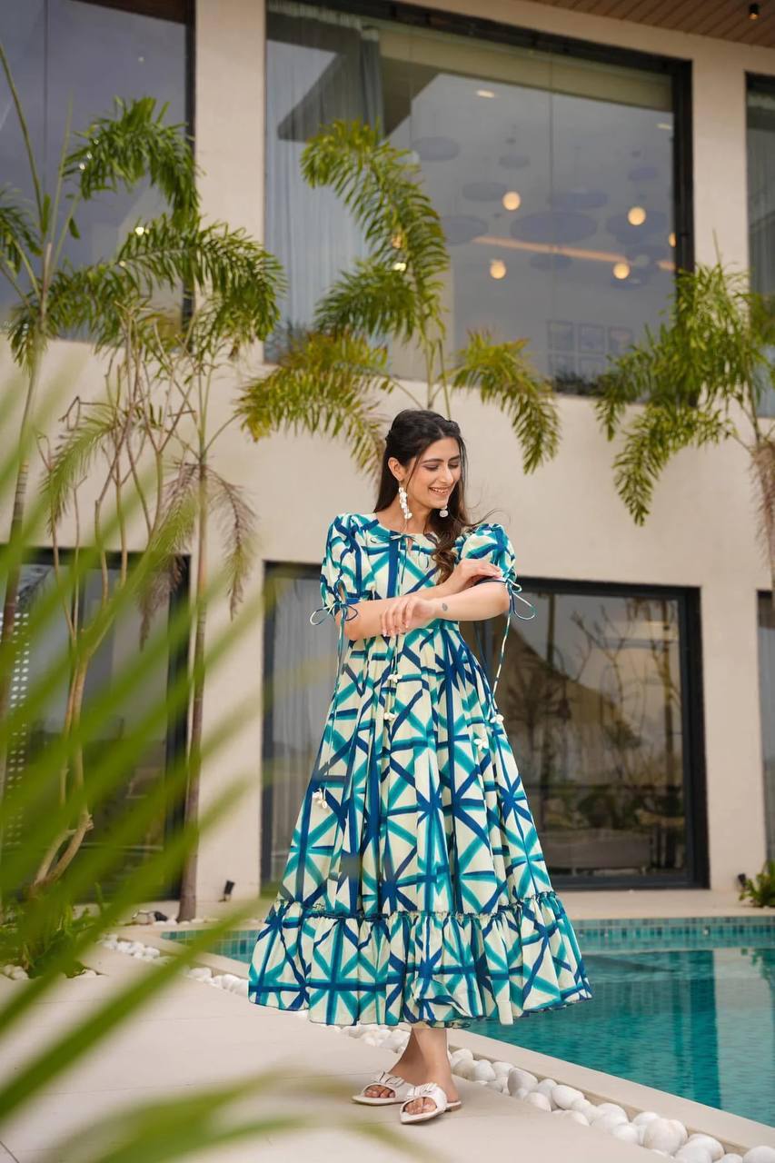 SAJDA BLUE MAXI - Vedhika Fashion