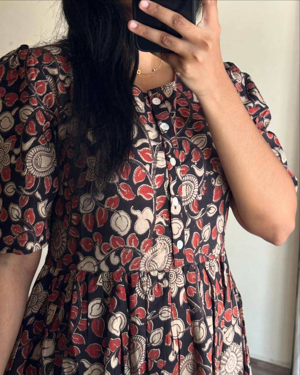 BLACK AND RED KALAMKARI - Vedhika Fashion