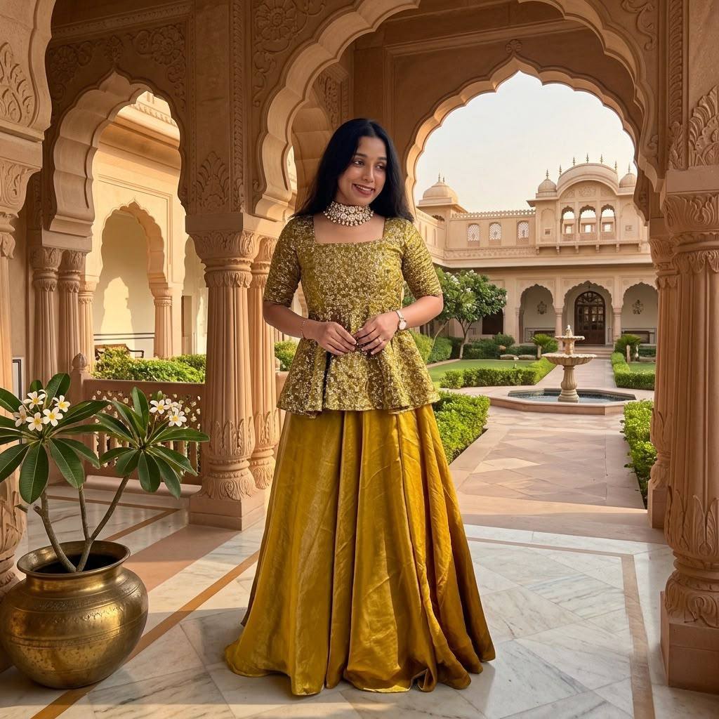 MUSTARD PEPLUM SET