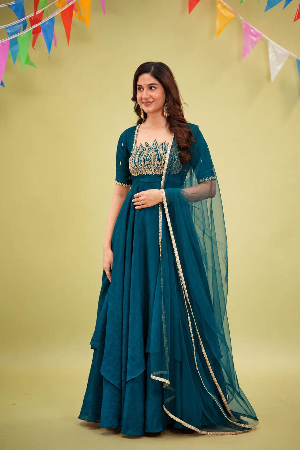 Lotus Teal Anarkali Suit