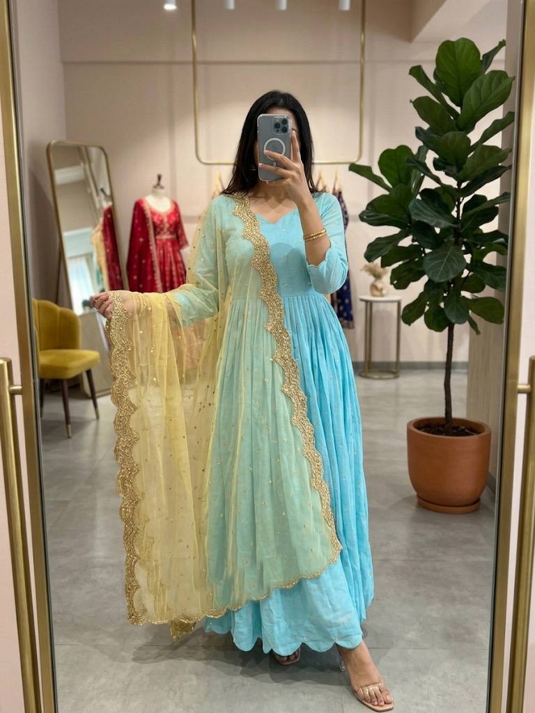 VEDEHI BLUE ANARKALI SUIT