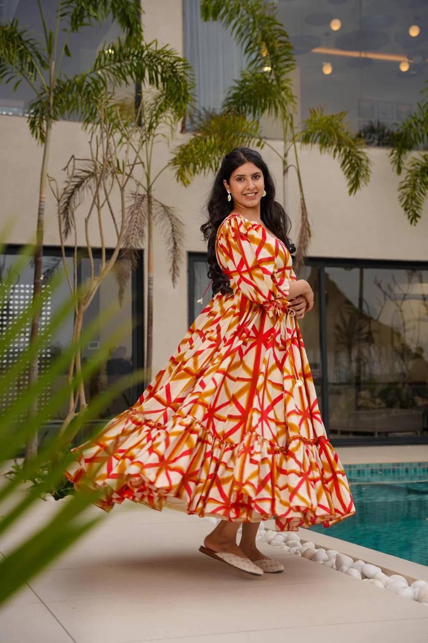 SAJDA ORANGE MAXI - Vedhika Fashion