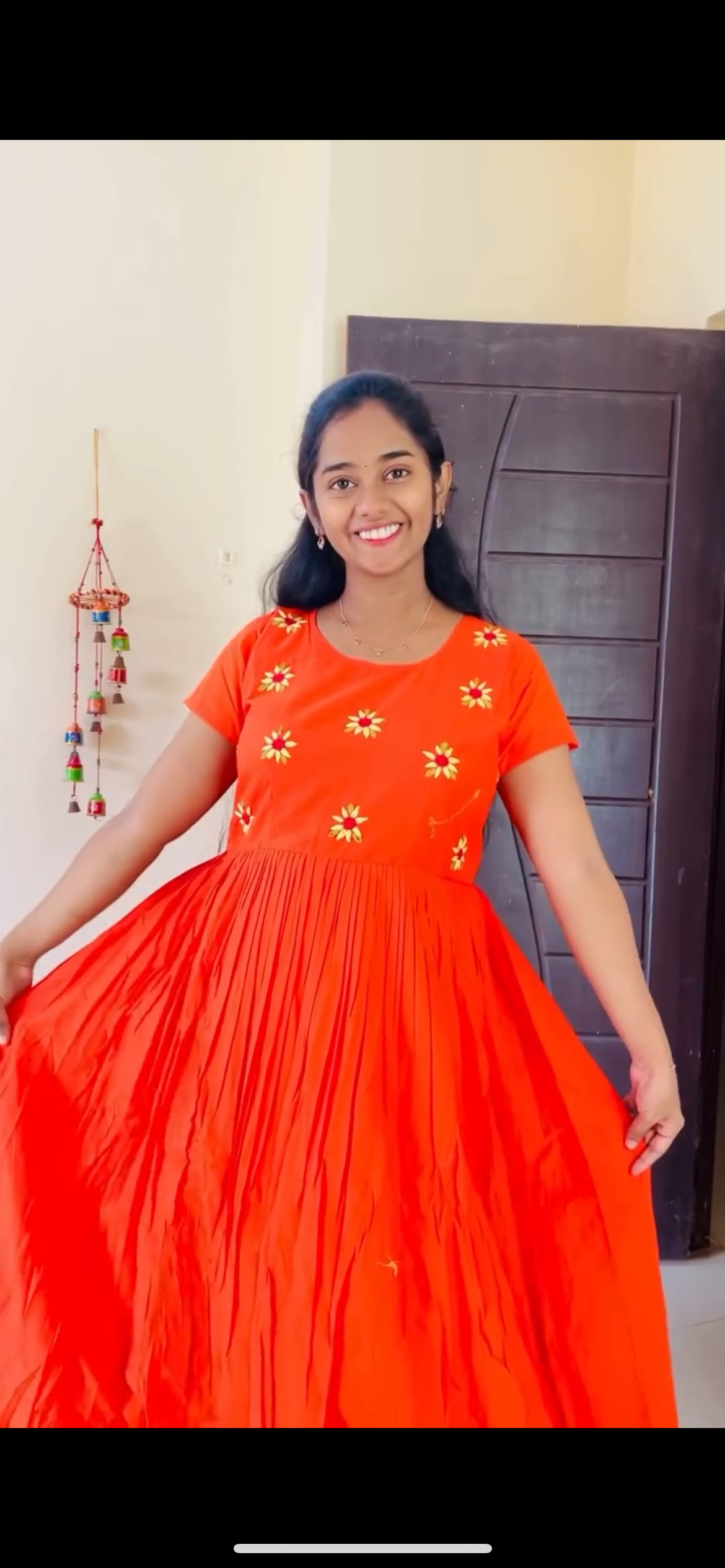 Orange handwork - Vedhika Fashion