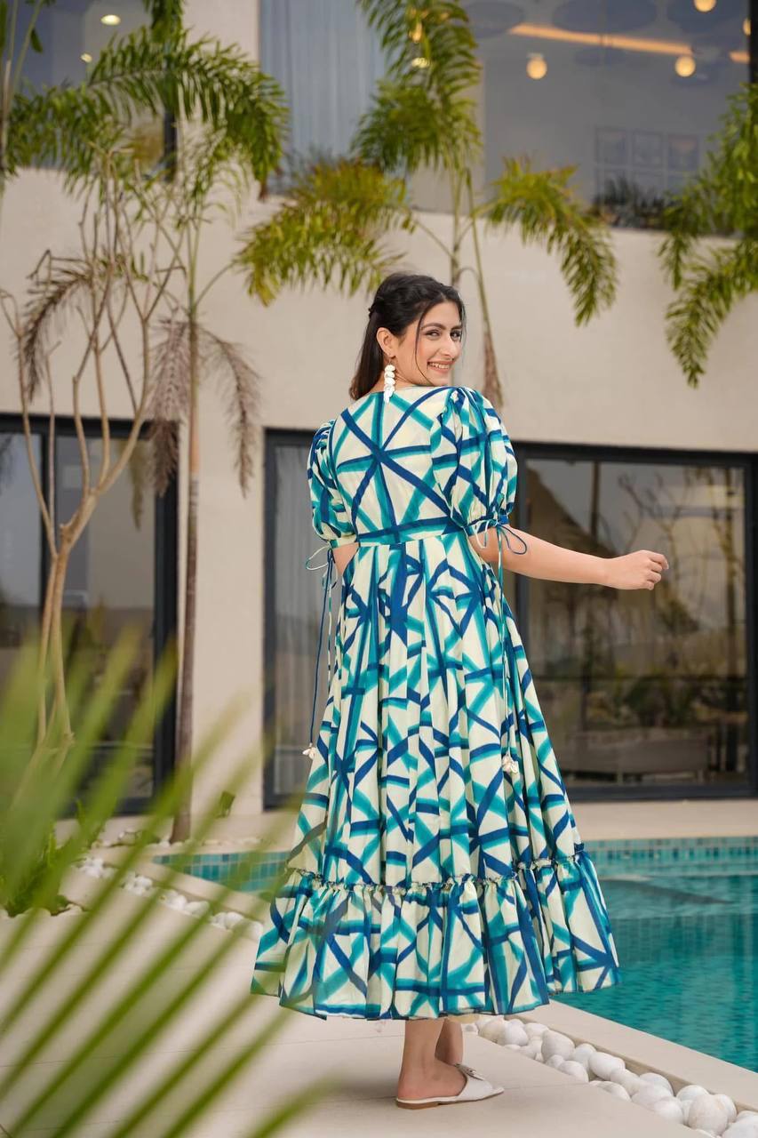 SAJDA BLUE MAXI - Vedhika Fashion