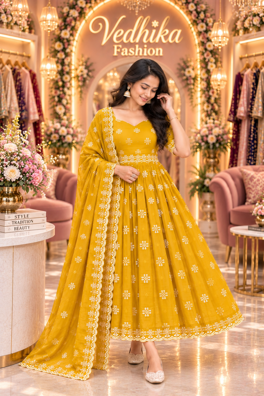 MUGGU YELLOW ANARKALI