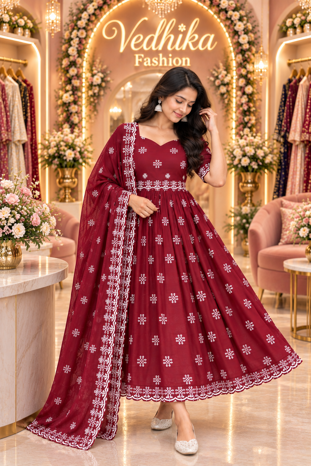 MUGGU MAHAROON ANARKALI