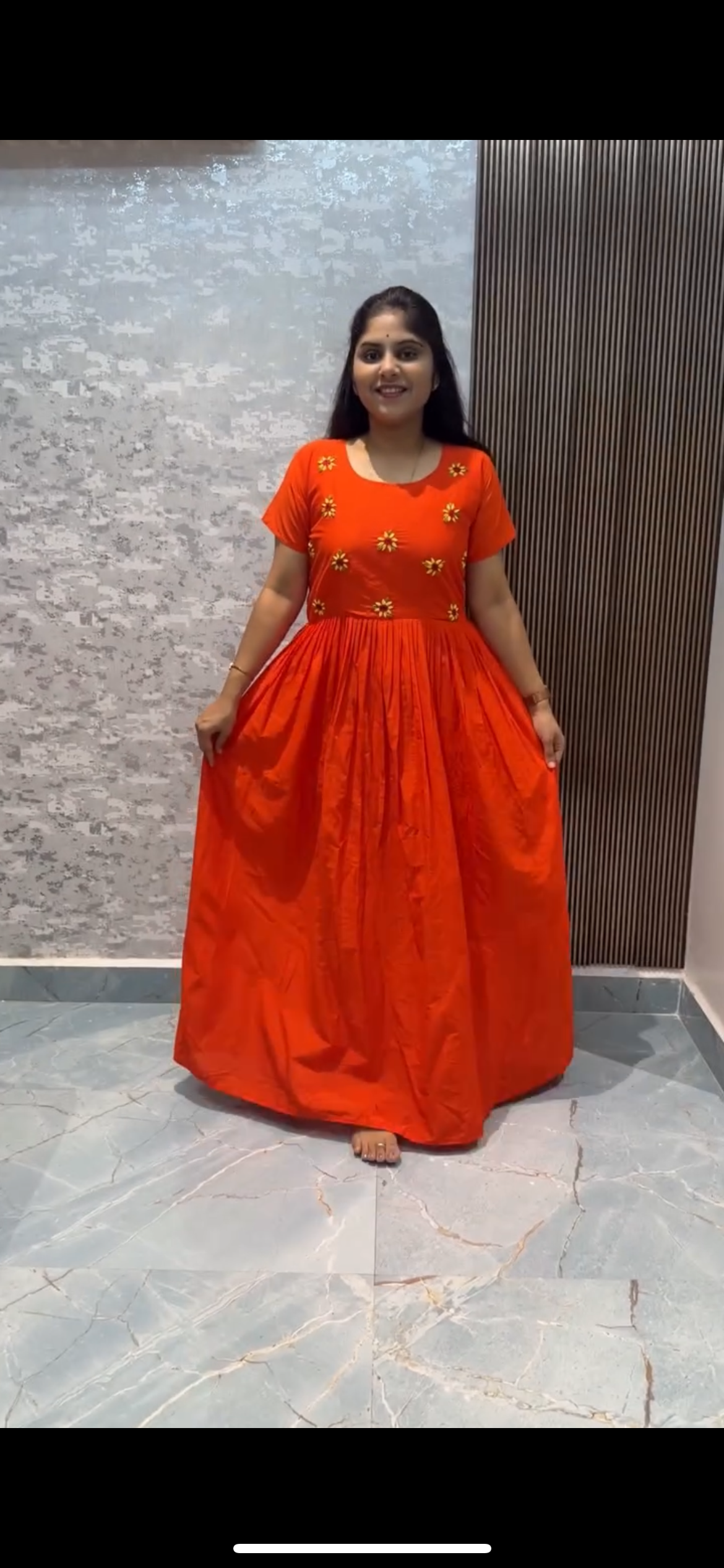 Orange handwork - Vedhika Fashion