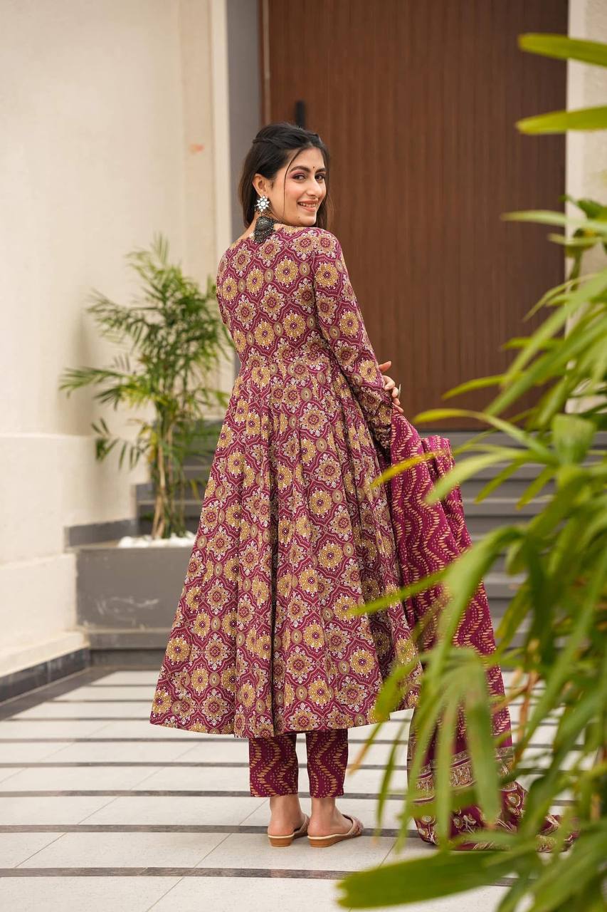 WINE SHIBOORI SUIT - Vedhika Fashion
