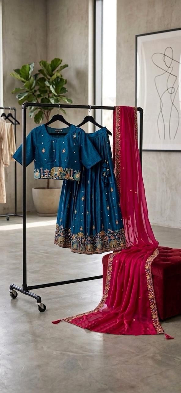 Teal Maharani Ensemble Lehenga