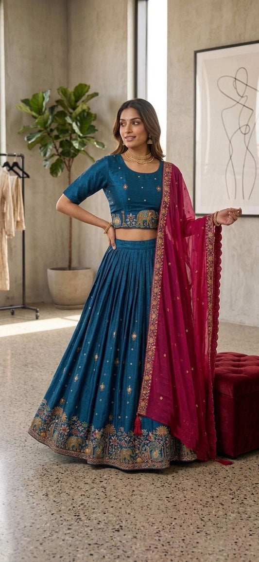 Teal Maharani Ensemble Lehenga