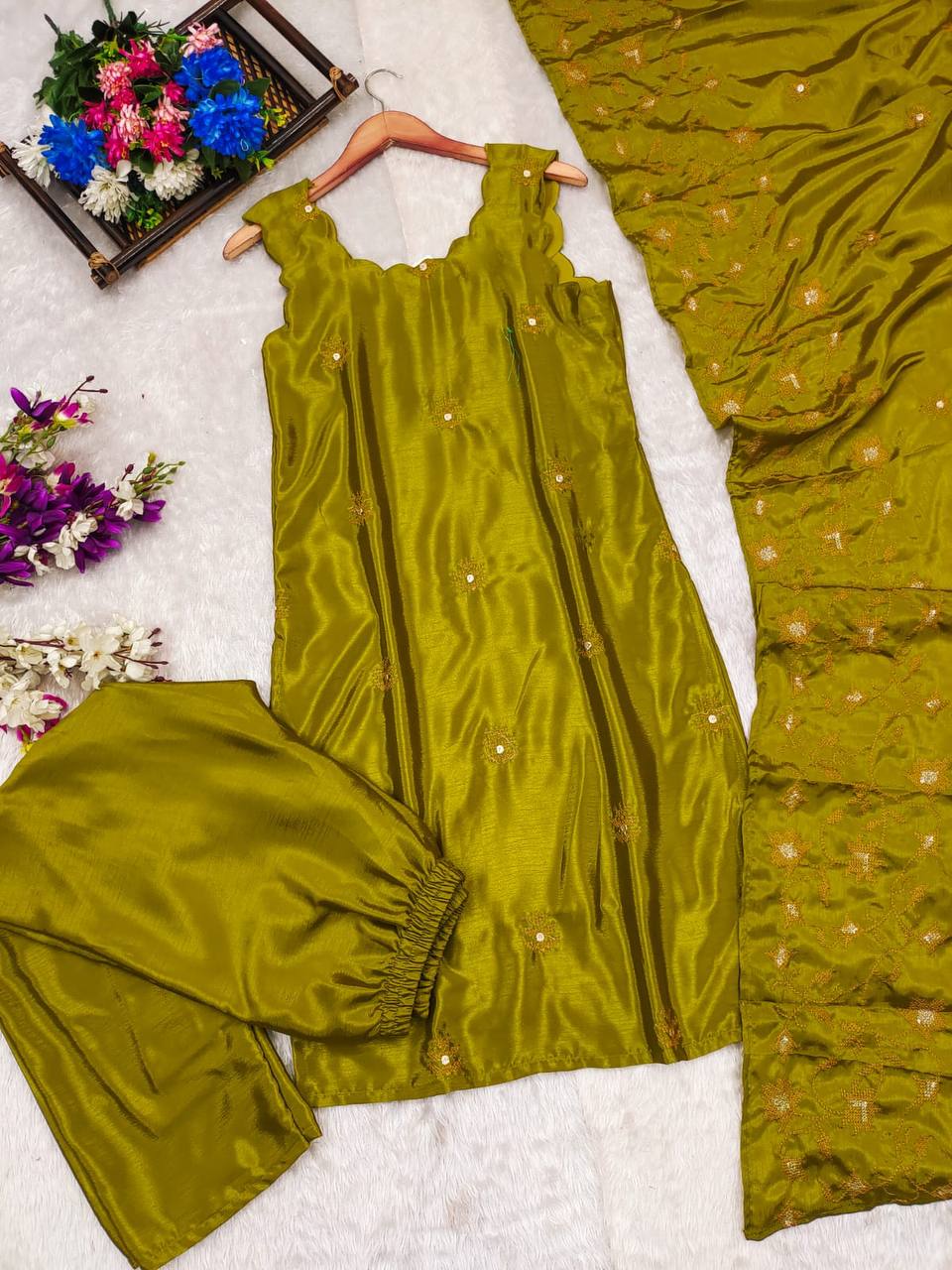 Radiance green suit - Vedhika Fashion