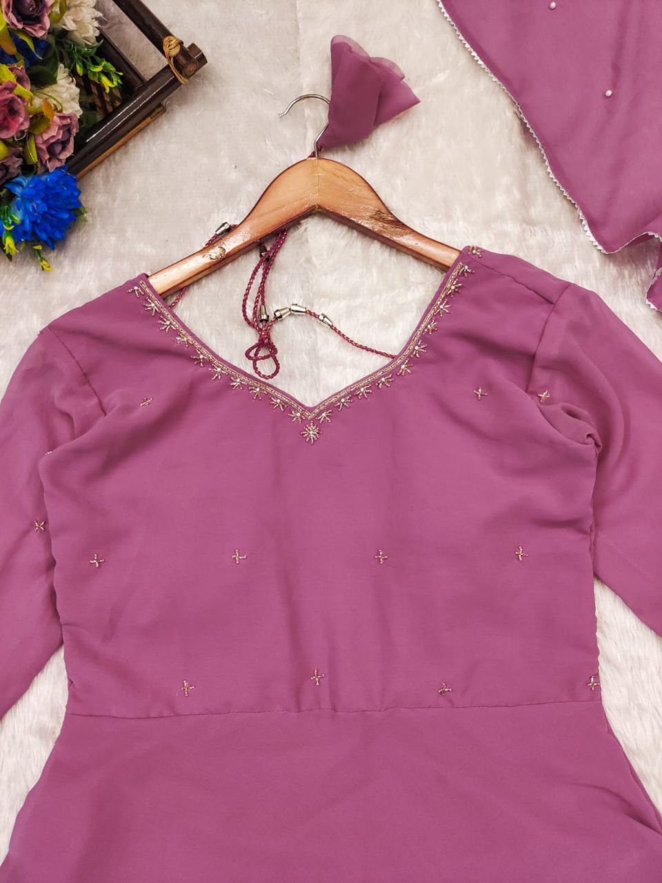 Plum Handwork Anarkali - Vedhika Fashion