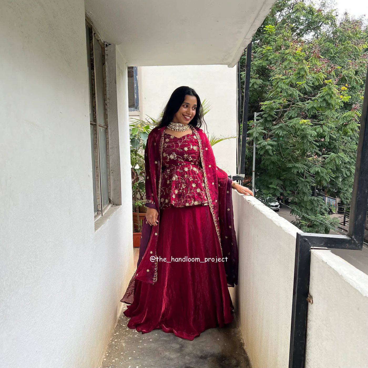 MARRON PEPLUM SET