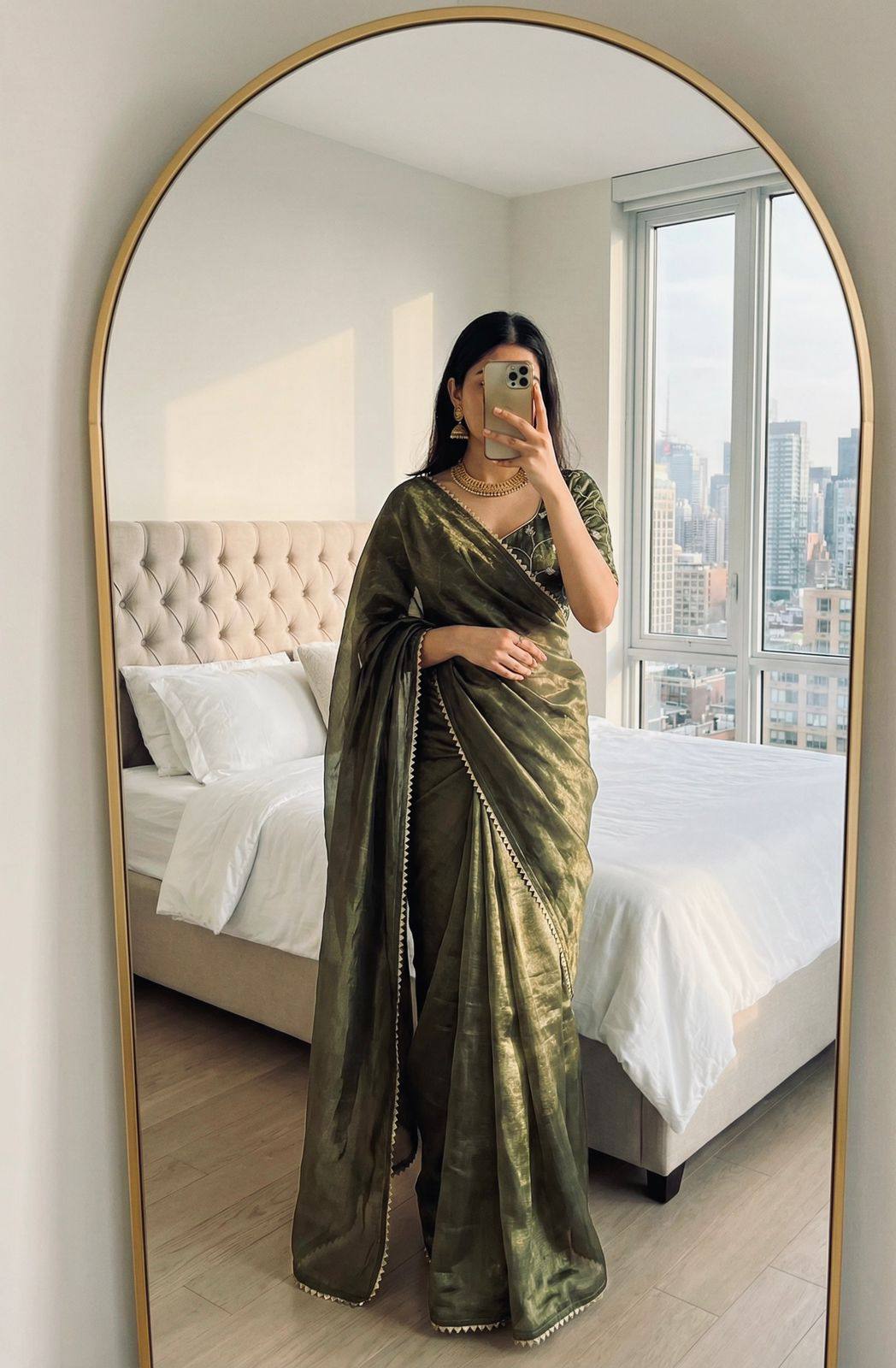 Apsara Olive Saree