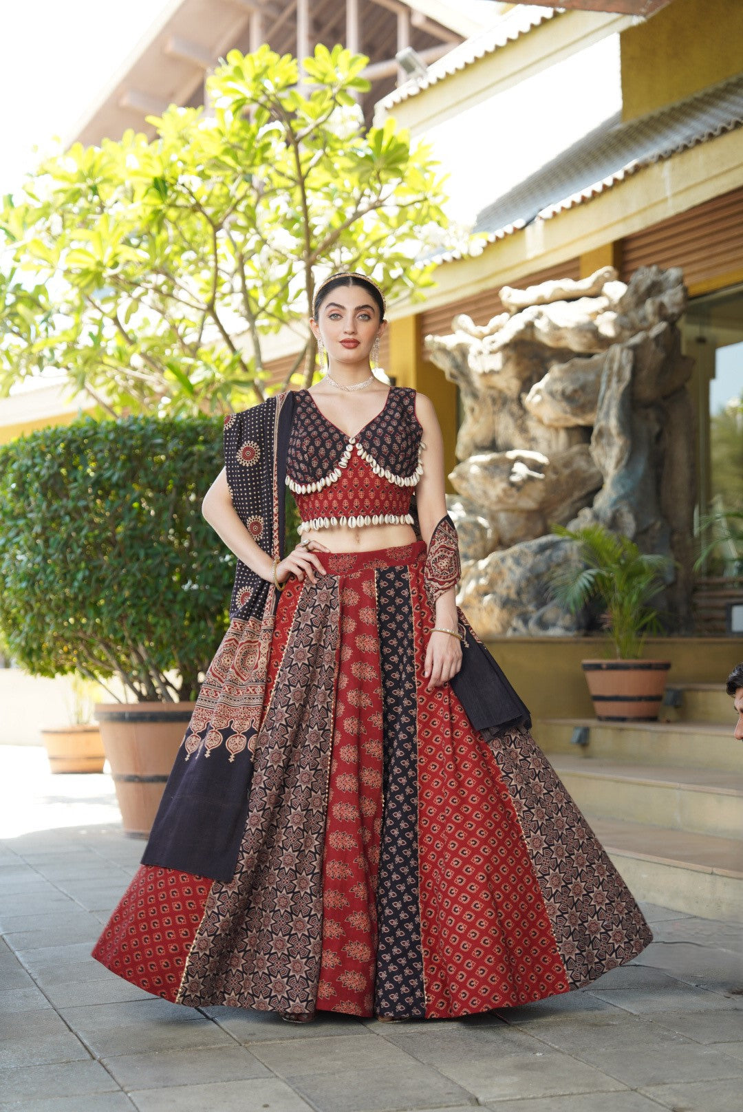 AJRAKH PRINT LEHENGA - Vedhika Fashion