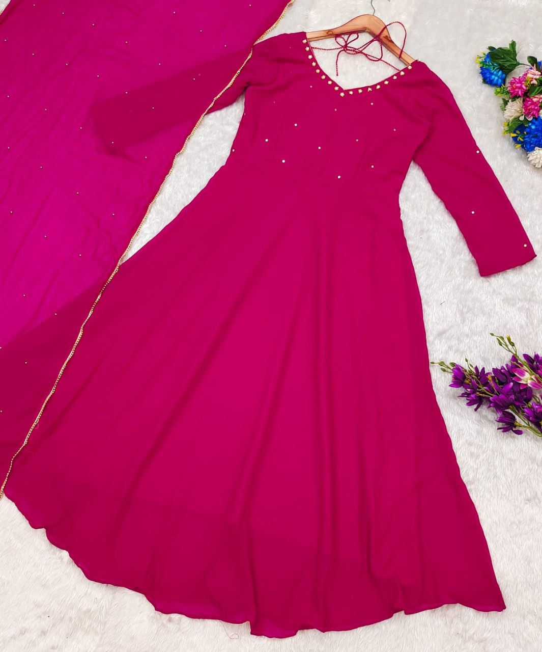 PINK HANDWORK ANARKALI