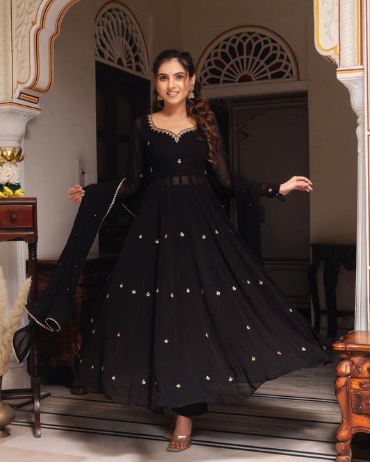 Black Handwork Anarkali - Vedhika Fashion