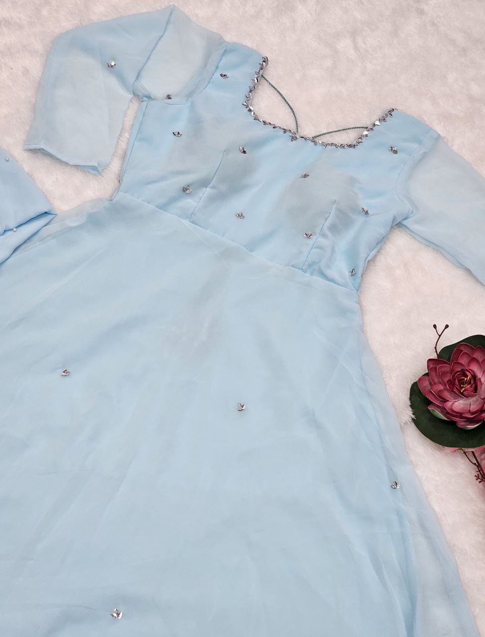 Sky Blue Pastel Anarkali - Vedhika Fashion