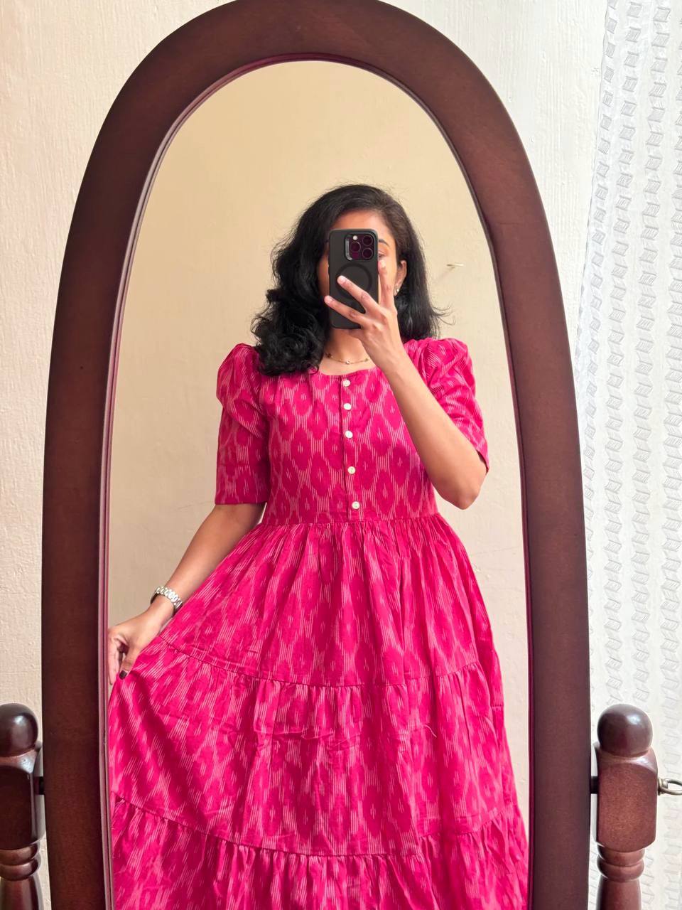 BRIGHT PINK IKKAT - Vedhika Fashion