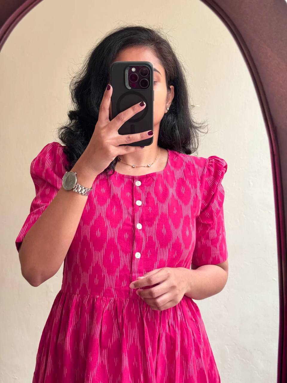 BRIGHT PINK IKKAT - Vedhika Fashion