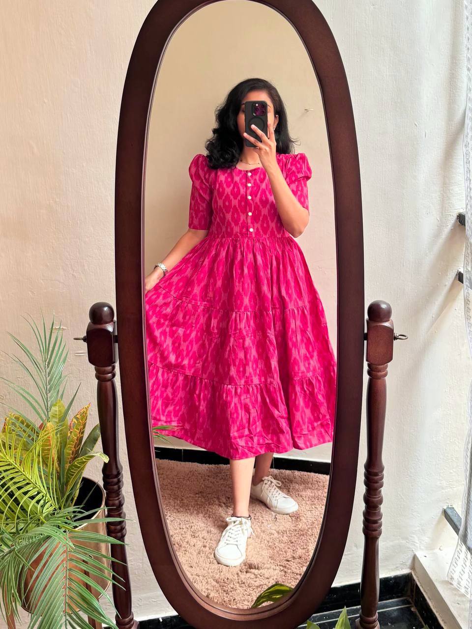 BRIGHT PINK IKKAT - Vedhika Fashion