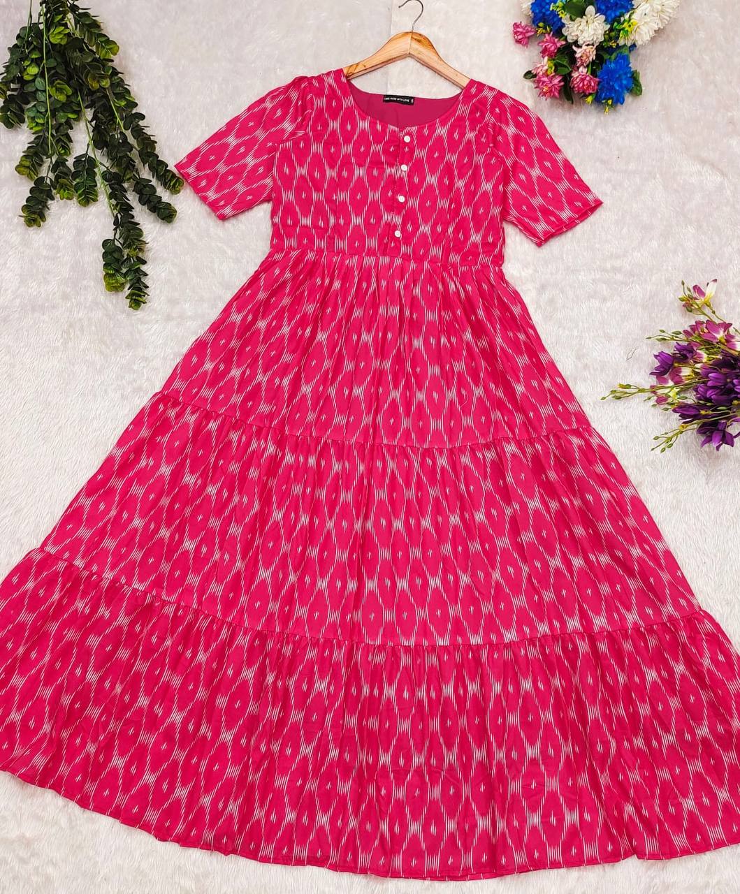 BRIGHT PINK IKKAT - Vedhika Fashion