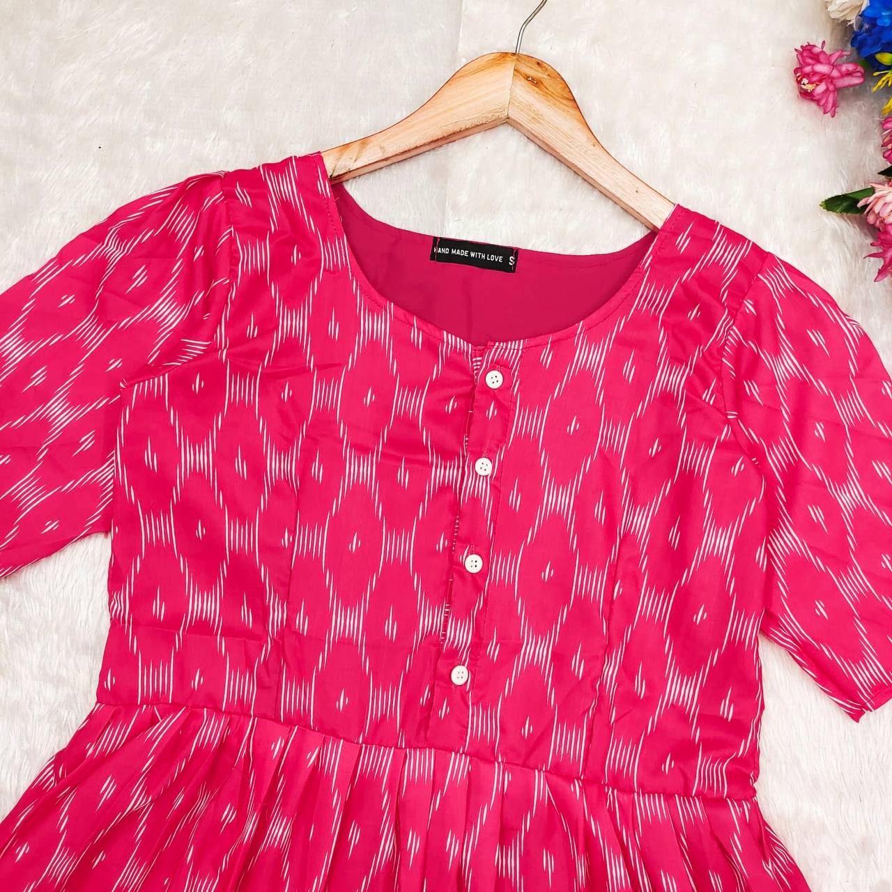 BRIGHT PINK IKKAT - Vedhika Fashion