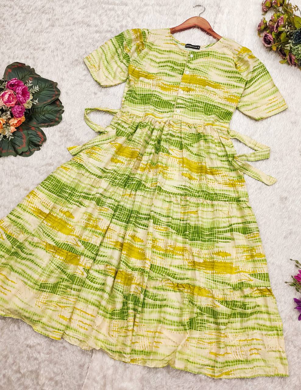 GREEN SHIBORI MAXI - Vedhika Fashion