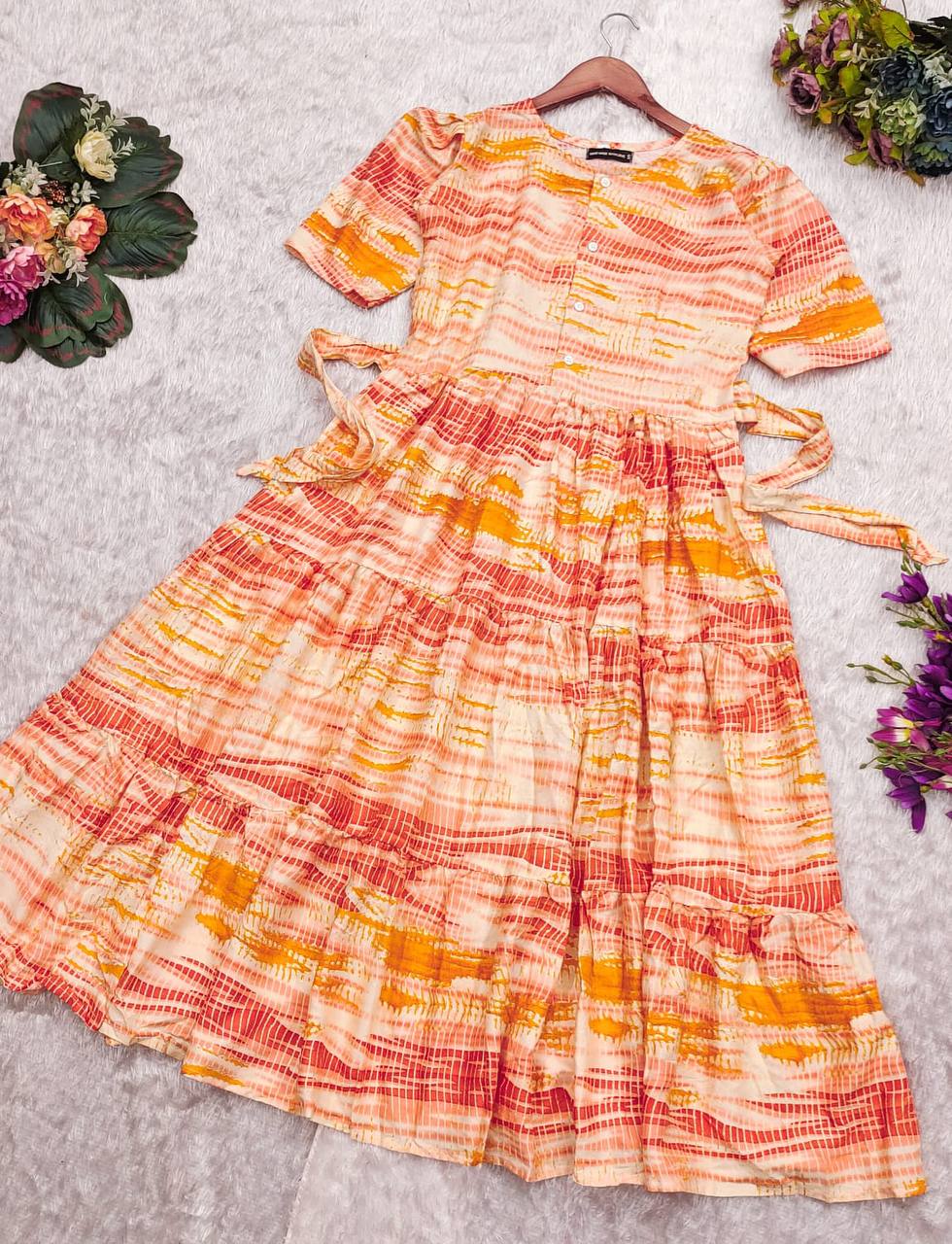 ORANGE SHIBORI MAXI - Vedhika Fashion