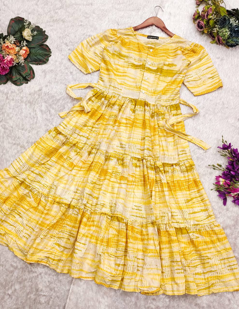 YELLOW SHIBORI MAXI - Vedhika Fashion
