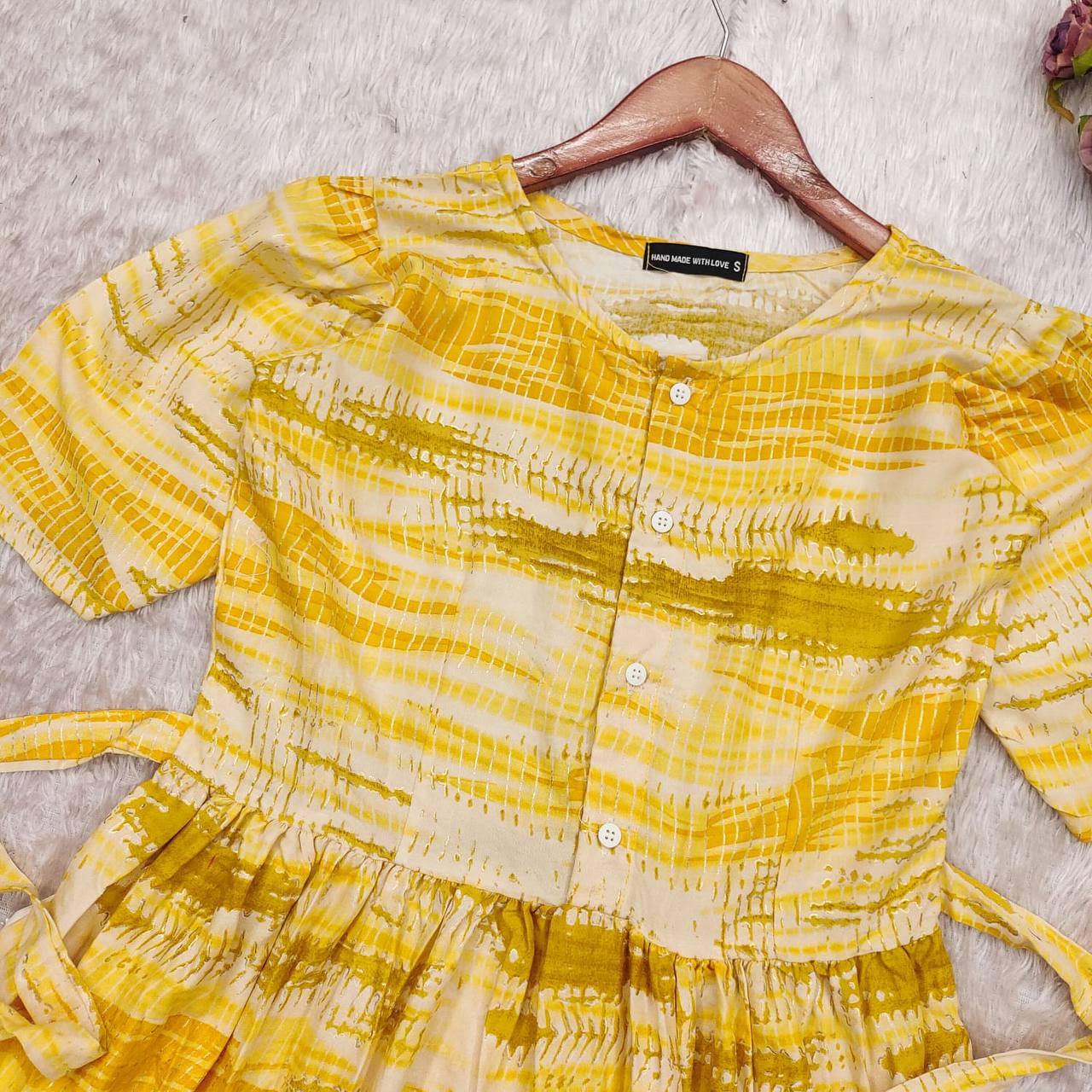 YELLOW SHIBORI MAXI - Vedhika Fashion