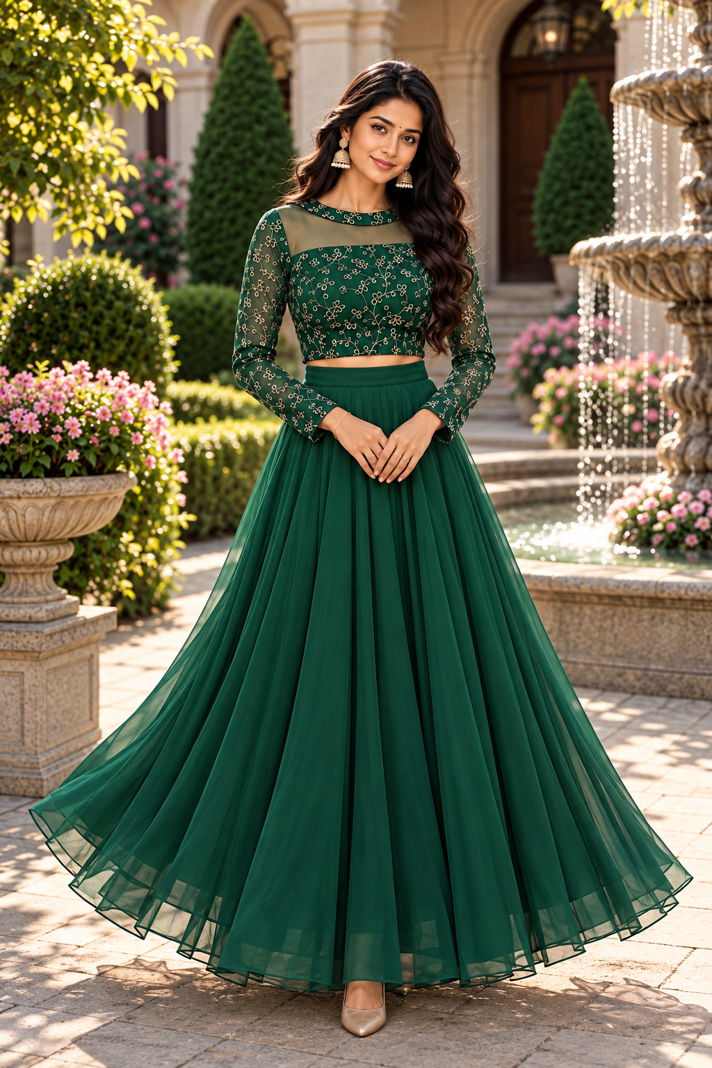 ISHIKA B GREEN ANARKALI SUIT