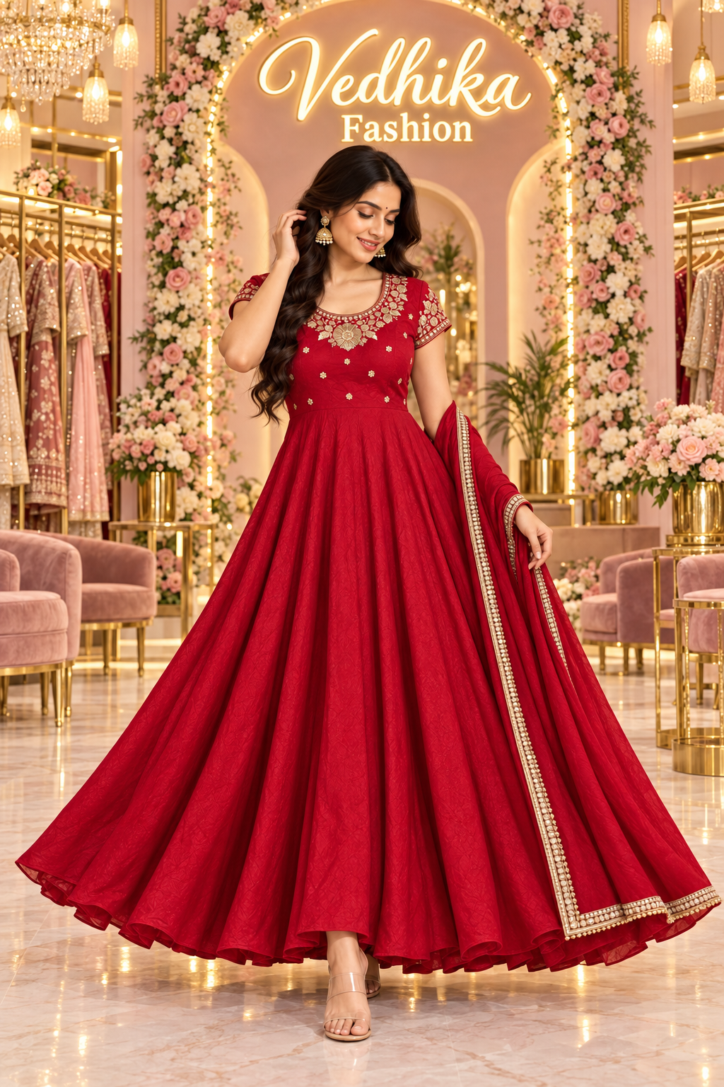 Arohi Red Anarkali Suit