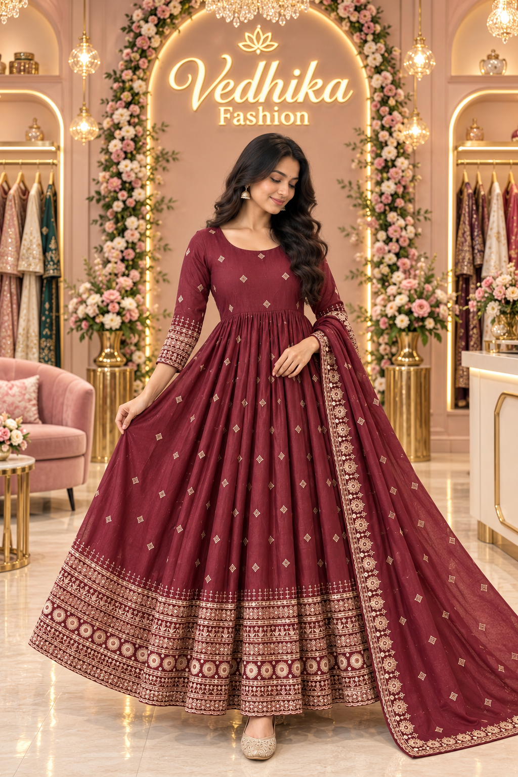 NIYATI MAHAROON ANARKALI SUIT