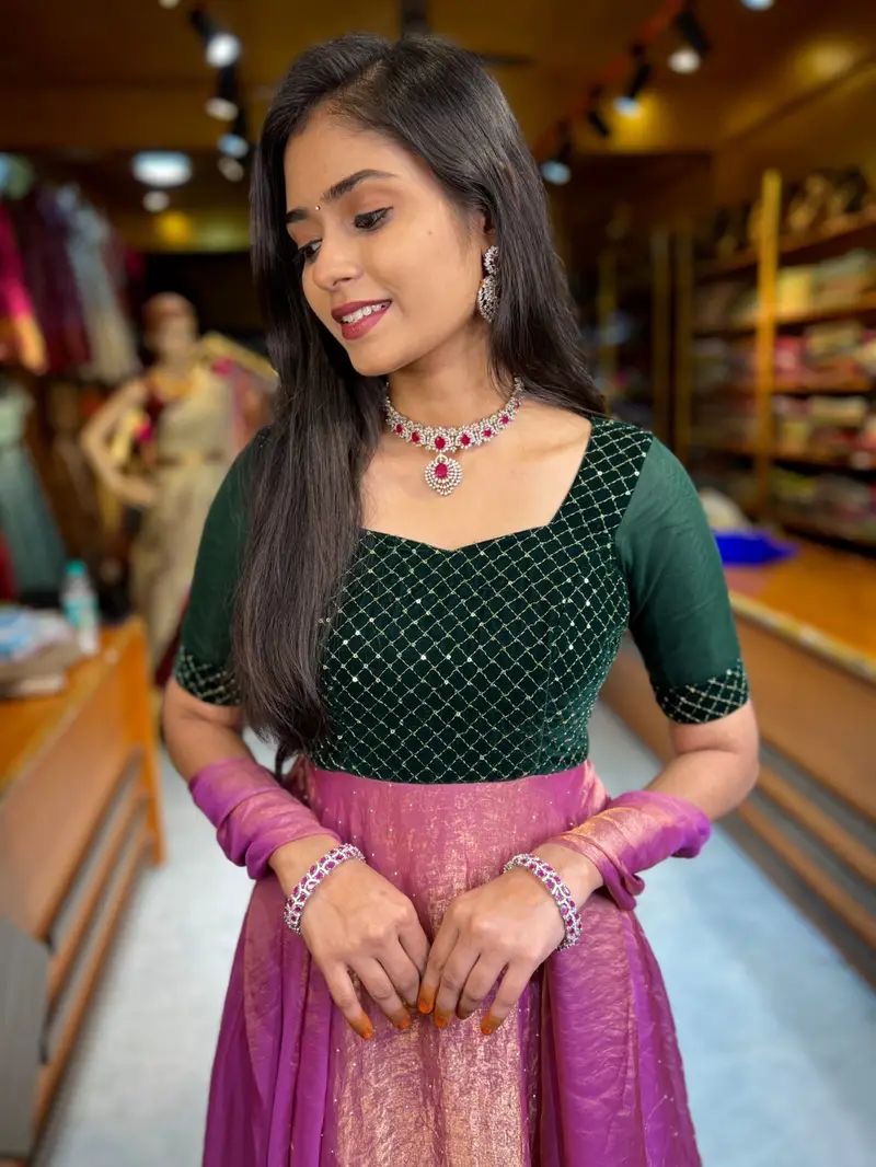 DIVA GREEN PINK ANARKALI SUIT