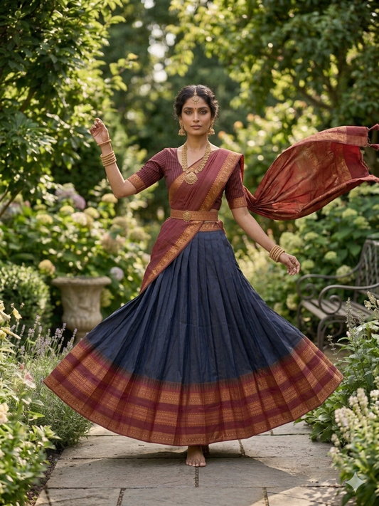 Kanchipuram Navy Blue Lehenga