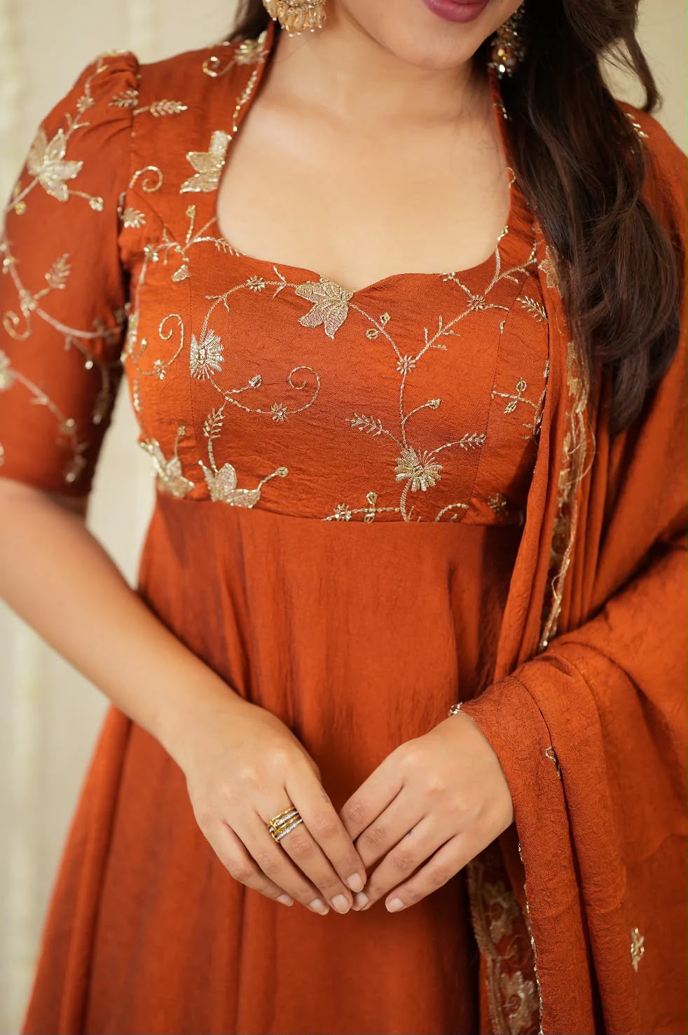 Athya Rust Anarkali Suit